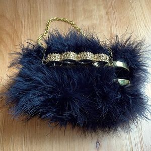 BCBGMAXARIA Marabou Feather Clutch
